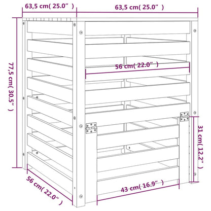 Composter Grey 63.5x63.5x77.5 cm Solid Wood Pine