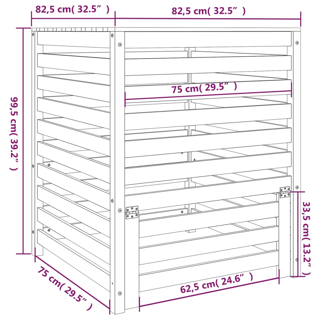 Composter White 82.5x82.5x99.5 cm Solid Wood Pine