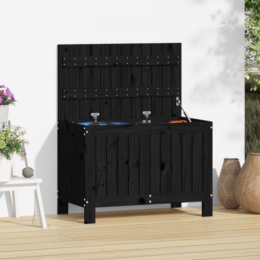 Garden Storage Box Black 76x42.5x54 cm Solid Wood Pine