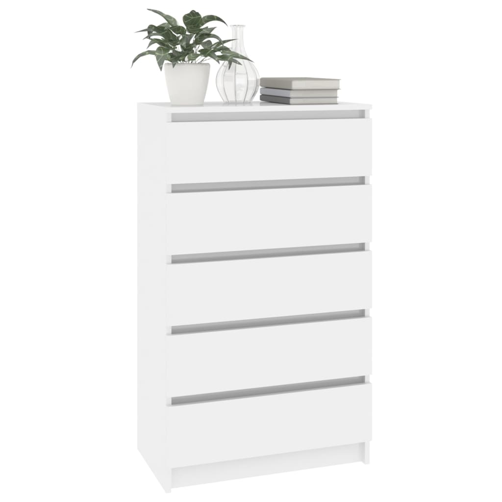 Drawer Cabinet High Gloss White 60x36x103 cm Engineered Wood