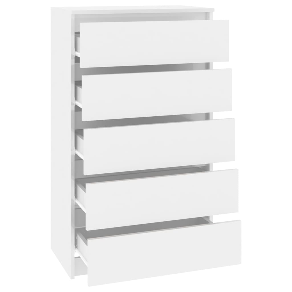 Drawer Cabinet High Gloss White 60x36x103 cm Engineered Wood