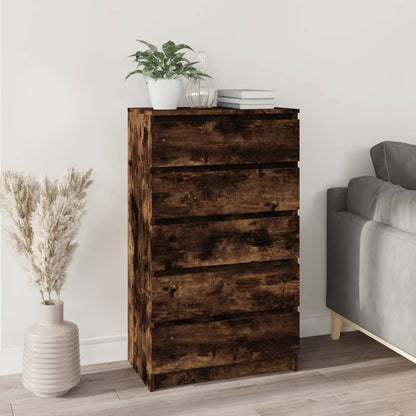 Drawer Cabinet Smoked Oak 60x36x103 cm Engineered Wood