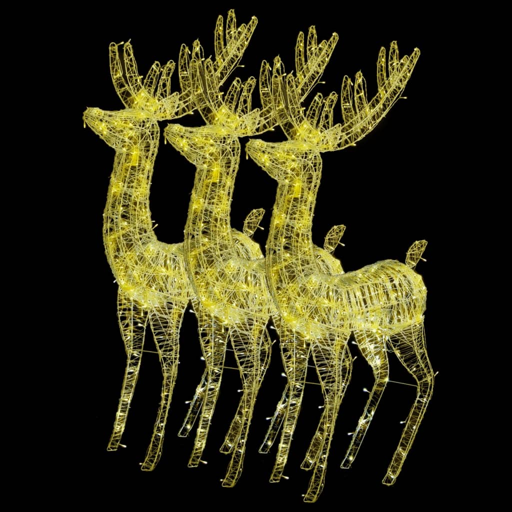 XXL Acrylic Christmas Reindeers 250 LED 3 pcs 180 cm Warm White