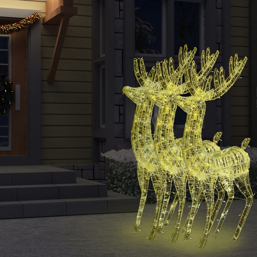 XXL Acrylic Christmas Reindeers 250 LED 3 pcs 180 cm Warm White