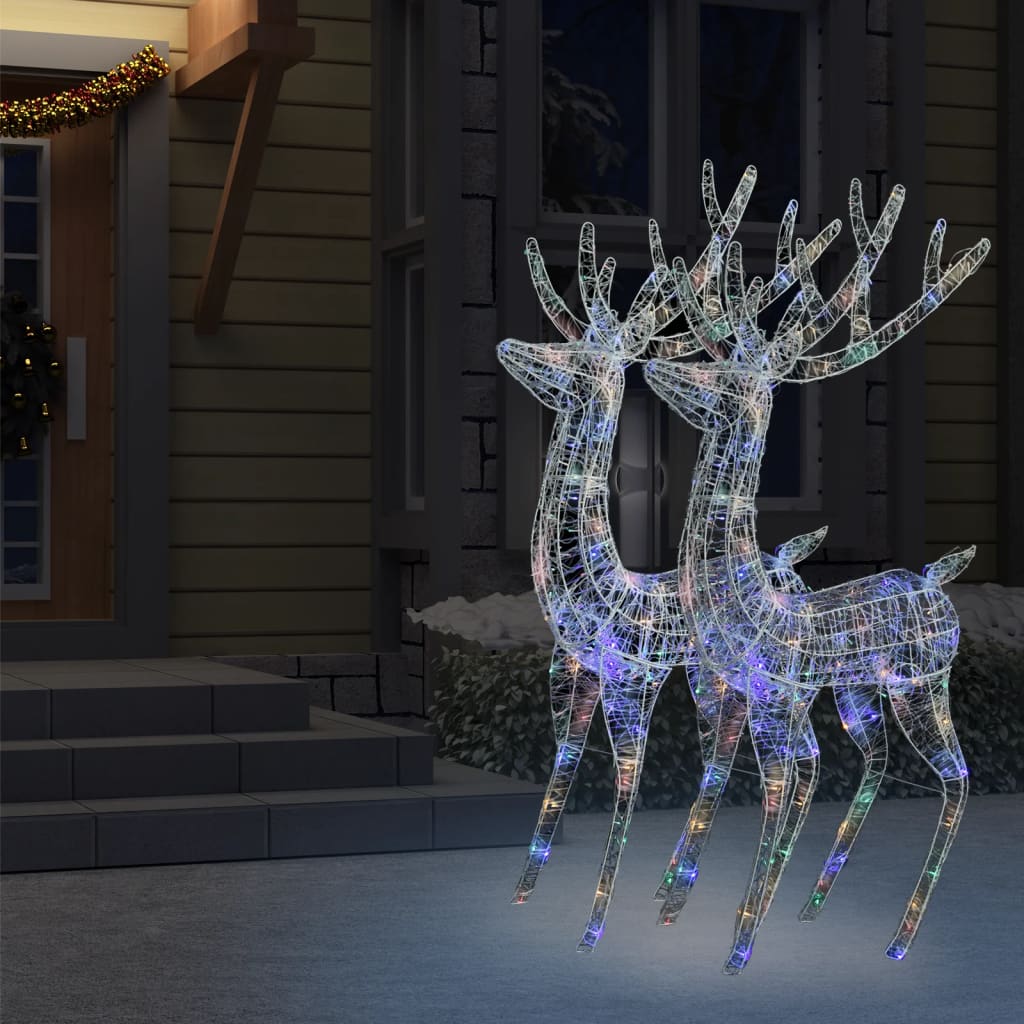 XXL Acrylic Christmas Reindeers 250 LED 2 pcs 180 cm Multicolour