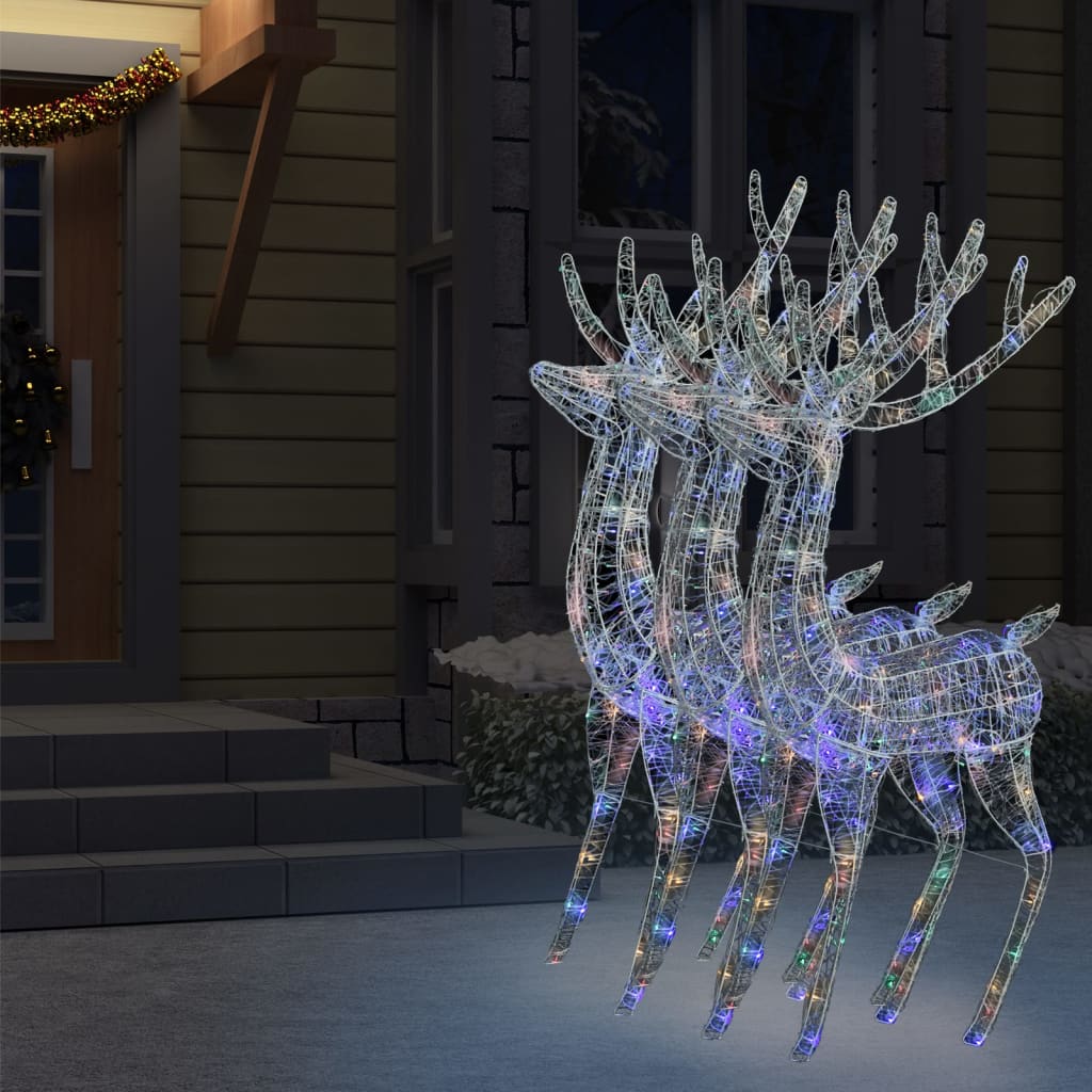 XXL Acrylic Christmas Reindeers 250 LED 3 pcs 180 cm Multicolour