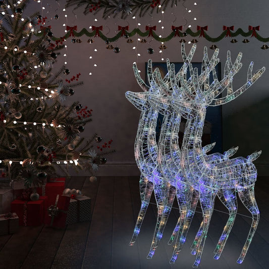 XXL Acrylic Christmas Reindeers 250 LED 3 pcs 180 cm Multicolour