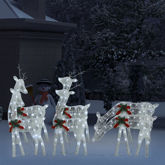 Christmas Reindeers 6 pcs White Cold White Mesh