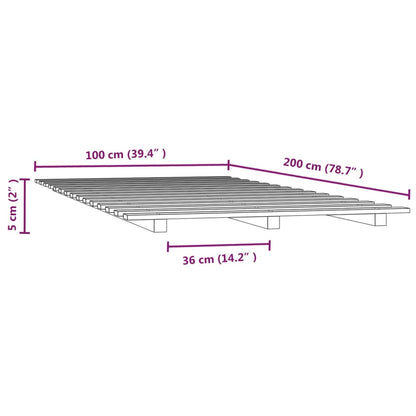 Bed Frame Grey 100x200 cm Solid Wood Pine