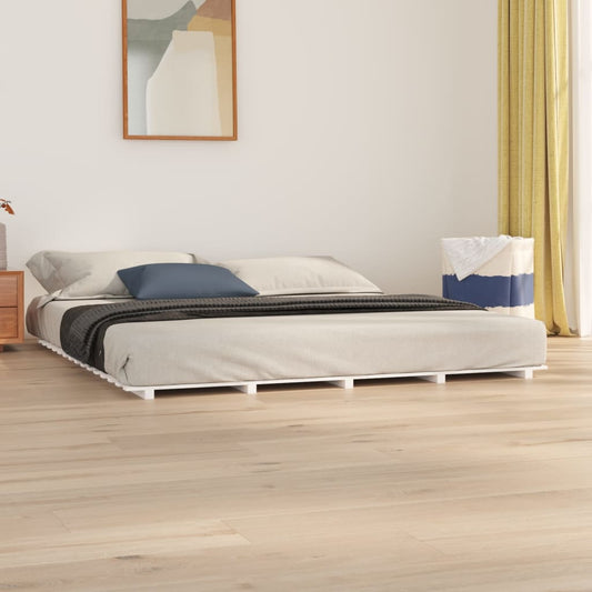 Bed Frame without Mattress White 200x200 cm Solid Wood Pine