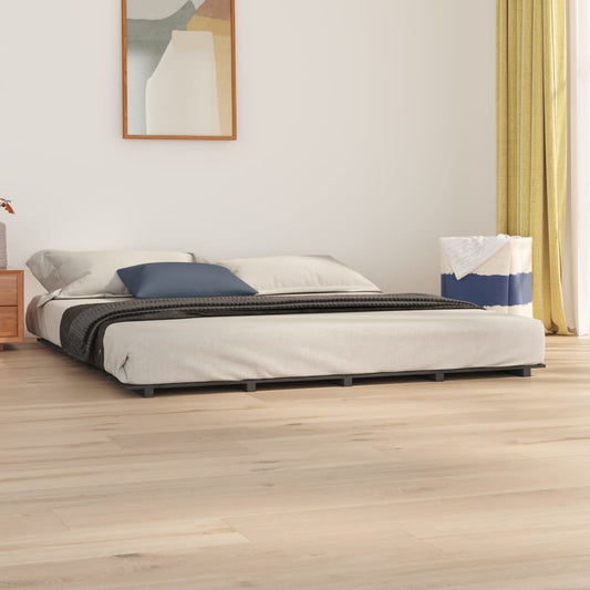 Bed Frame without Mattress Grey 200x200 cm Solid Wood Pine