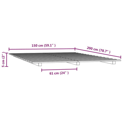 Bed Frame White 150x200 cm King Size Solid Wood Pine