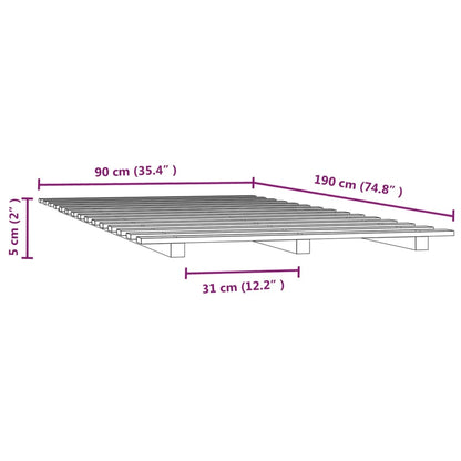 Bed Frame White 90x190 cm Single Solid Wood Pine