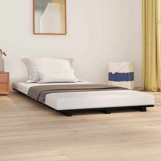 Bed Frame without Mattress Black 90x190 cm Single Solid Wood Pine