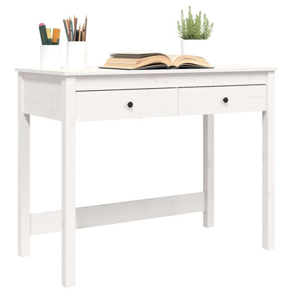 Desk with Drawers White 100x50x78 cm Solid Wood Pine