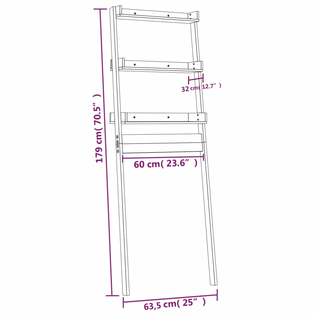 Toilet Rack White 63.5x32x179 cm Solid Wood Pine