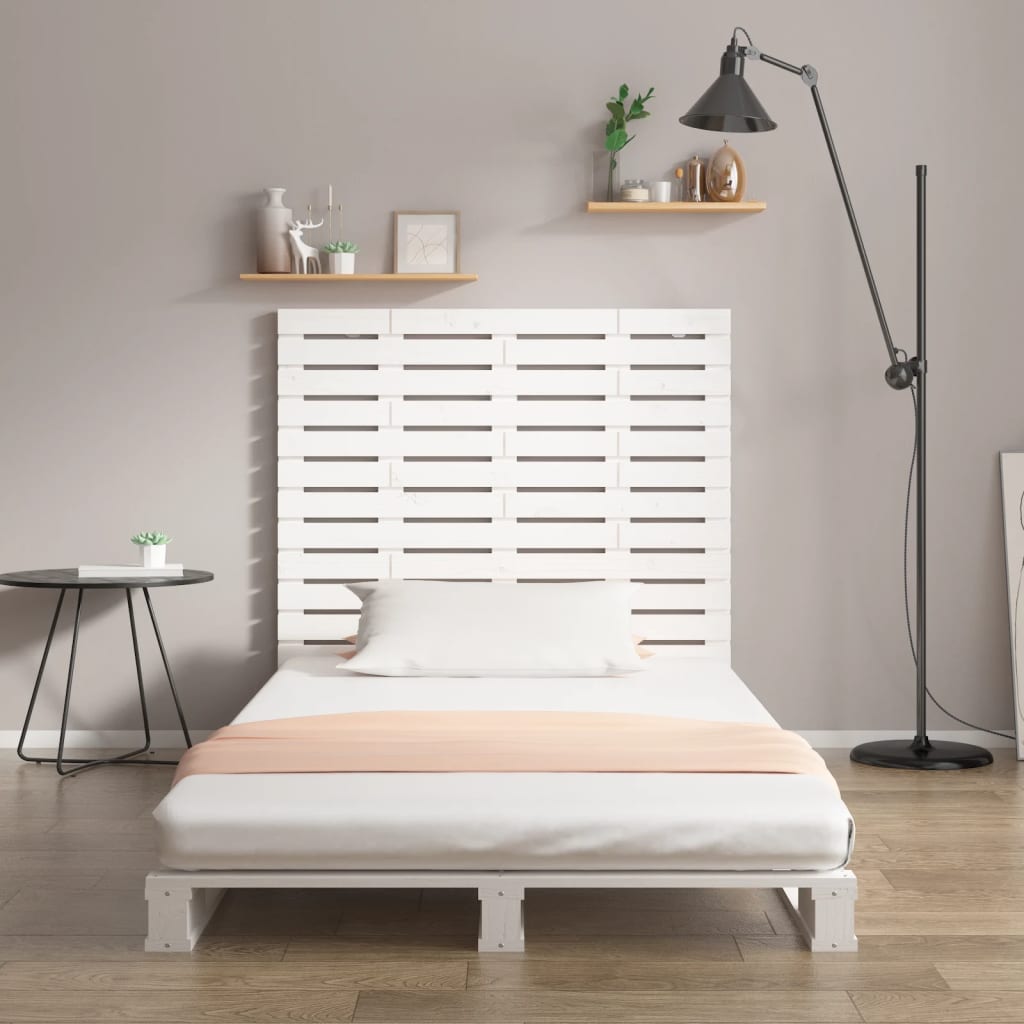 Wall Headboard White 126x3x91.5 cm Solid Wood Pine