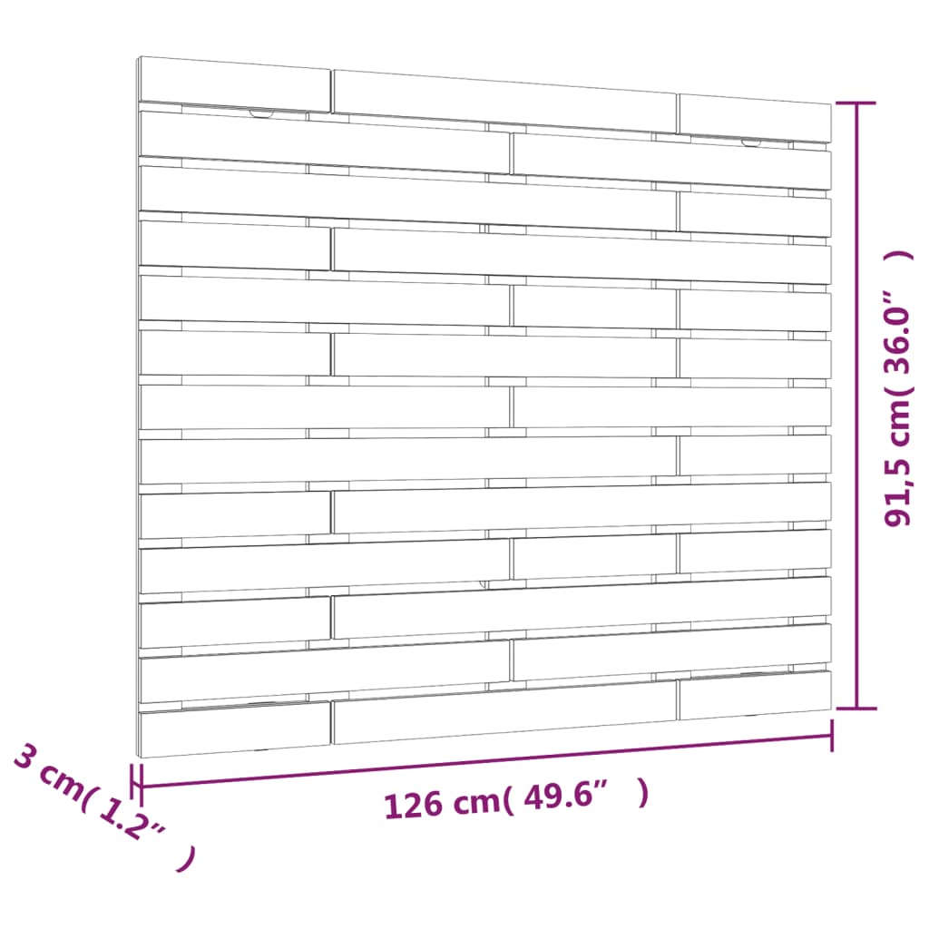 Wall Headboard White 126x3x91.5 cm Solid Wood Pine