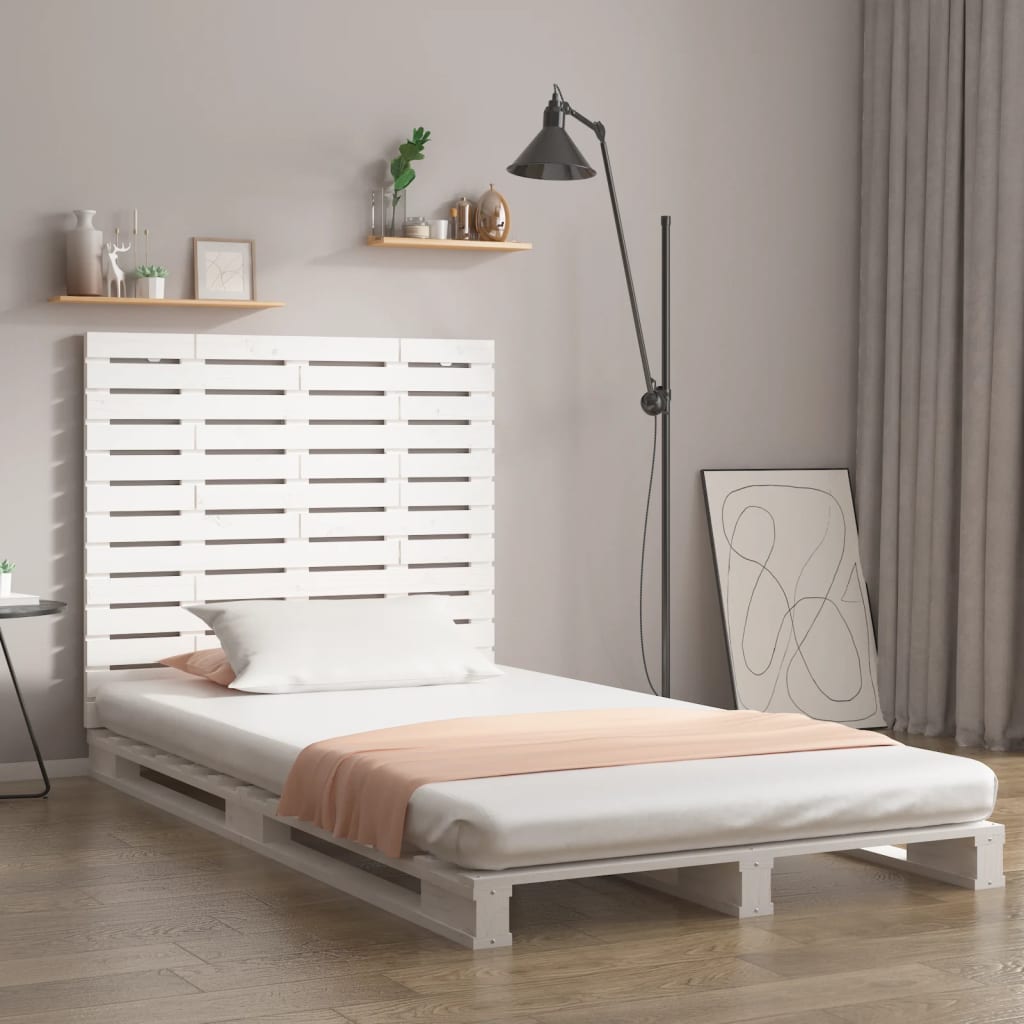 Wall Headboard White 126x3x91.5 cm Solid Wood Pine