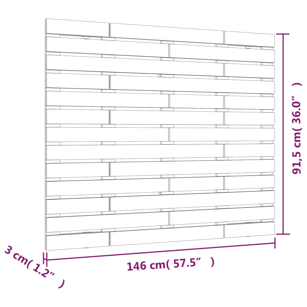 Wall Headboard 146x3x91.5 cm Solid Wood Pine