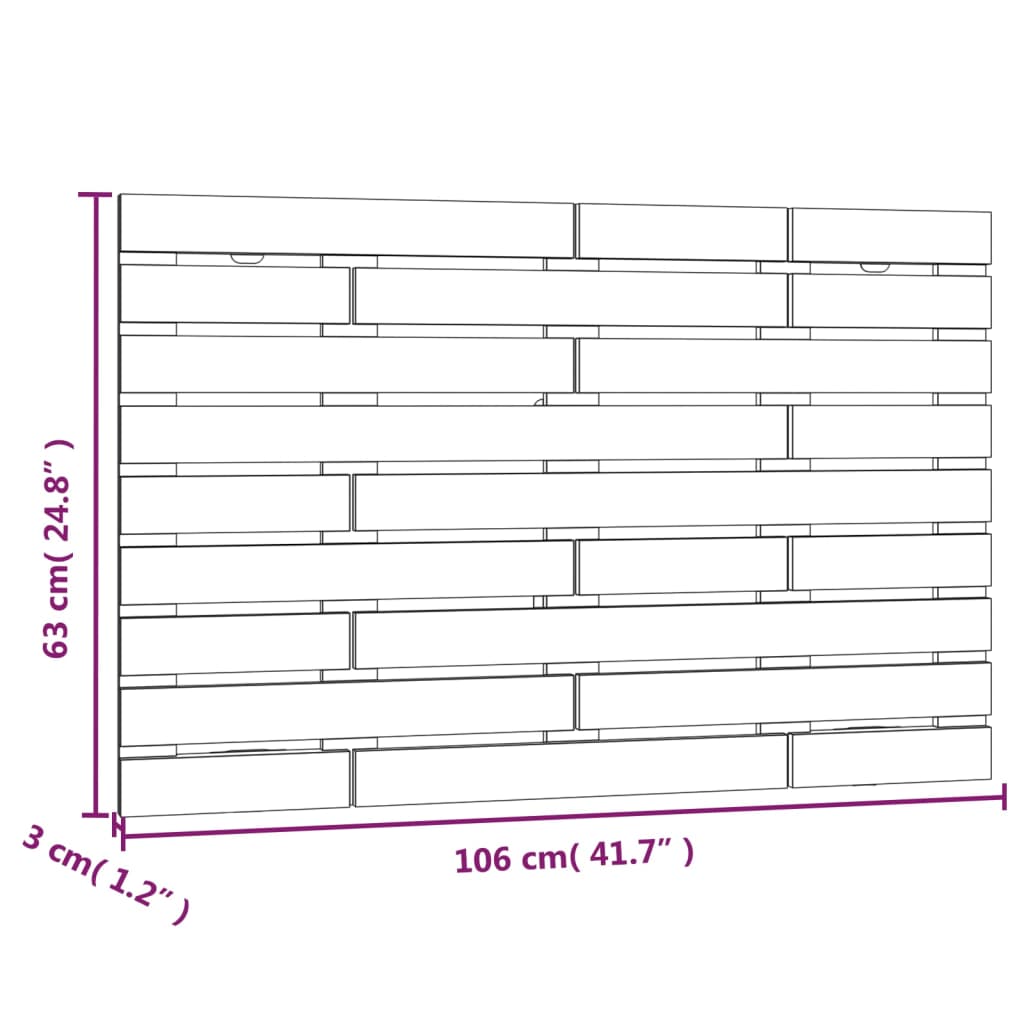 Wall Headboard 106x3x63 cm Solid Wood Pine