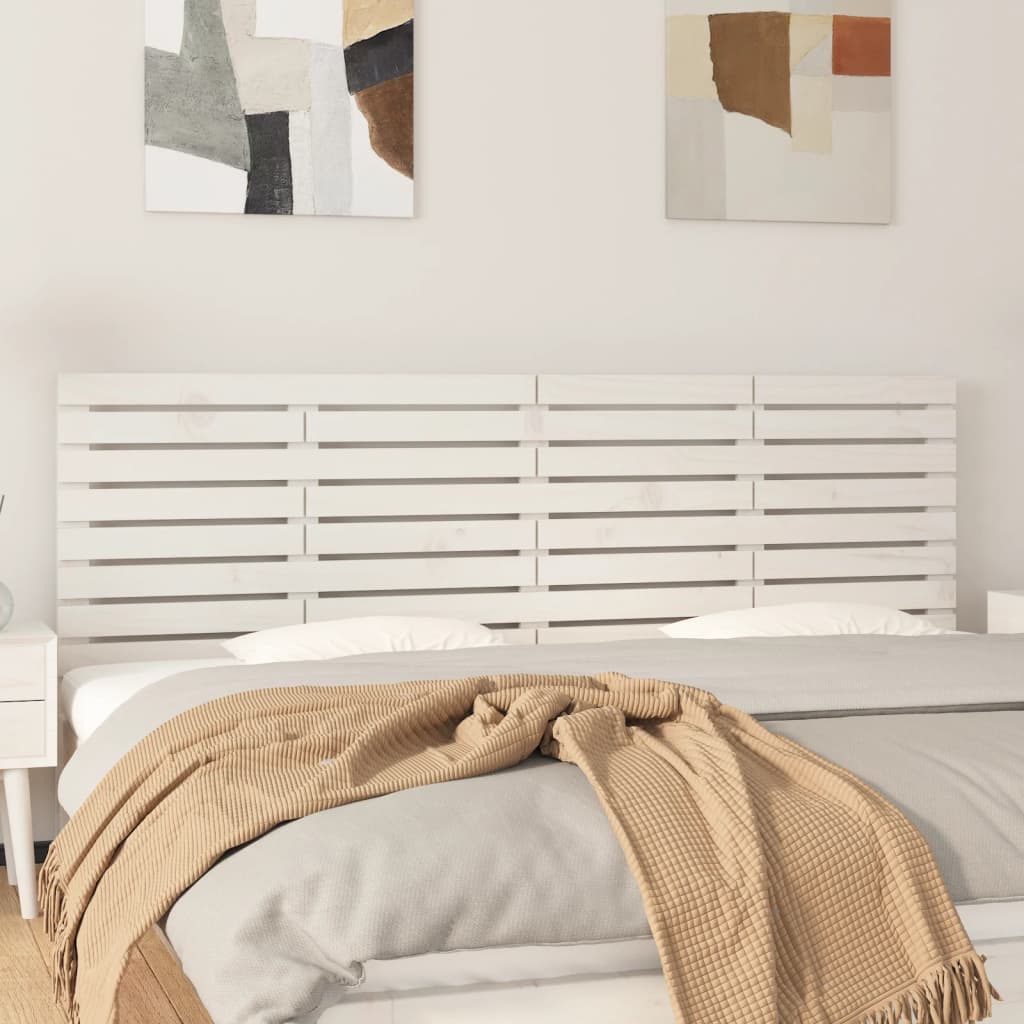 Wall Headboard White 206x3x63 cm Solid Wood Pine