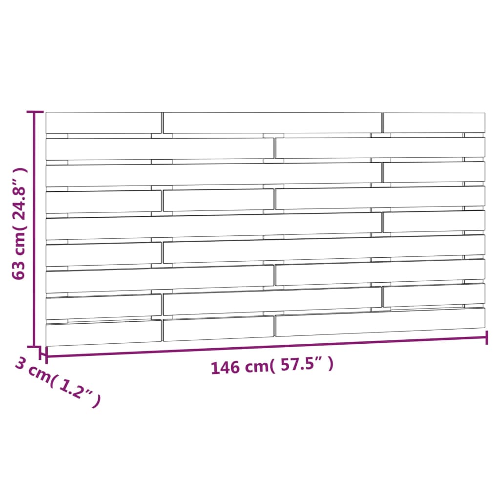 Wall Headboard White 146x3x63 cm Solid Wood Pine