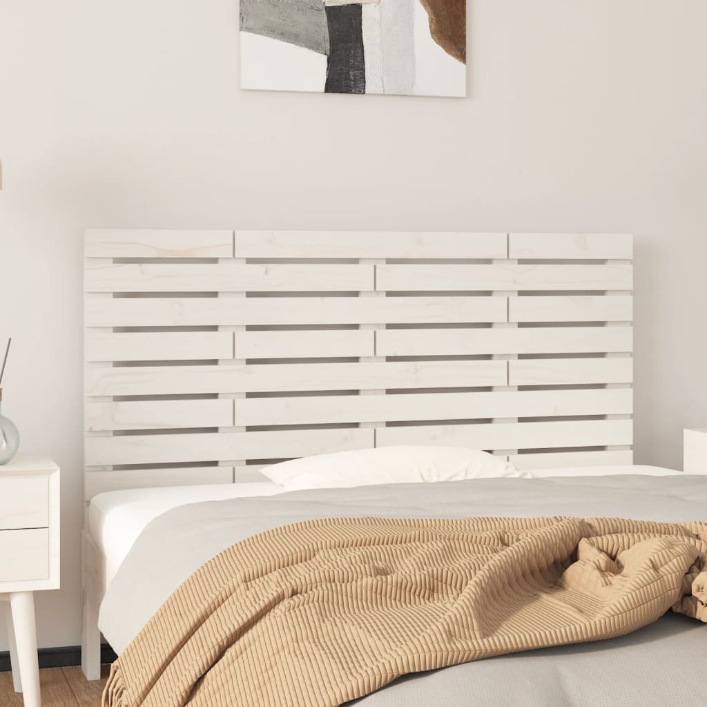 Wall Headboard White 146x3x63 cm Solid Wood Pine