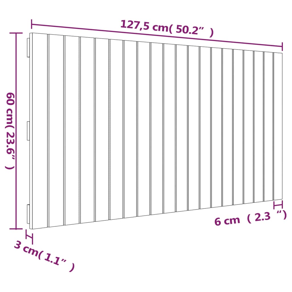 Wall Headboard 127.5x3x60 cm Solid Wood Pine