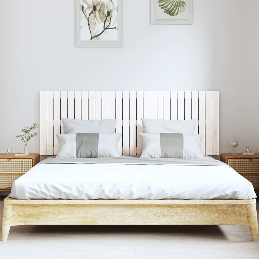 Wall Headboard White 166x3x60 cm Solid Wood Pine