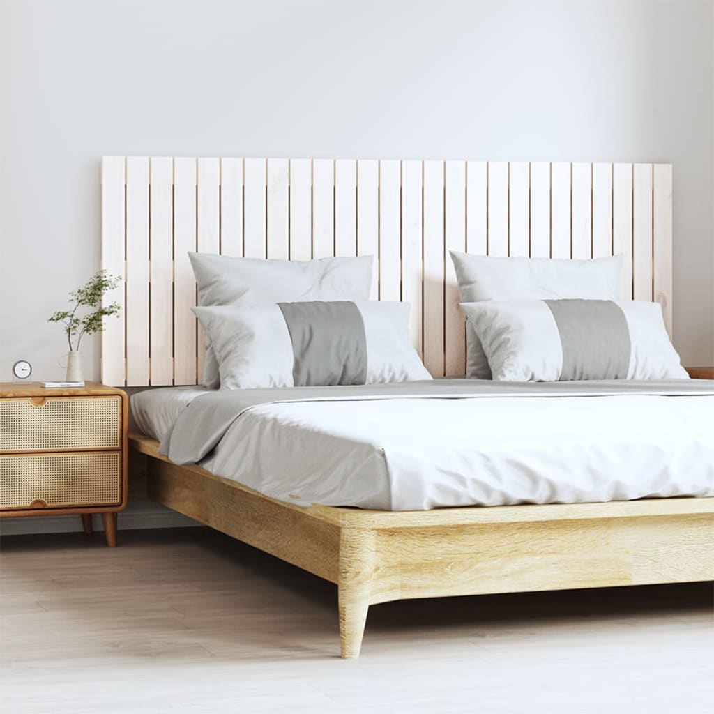 Wall Headboard White 166x3x60 cm Solid Wood Pine