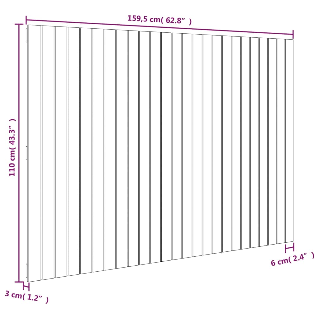 Wall Headboard White 159.5x3x110 cm Solid Wood Pine