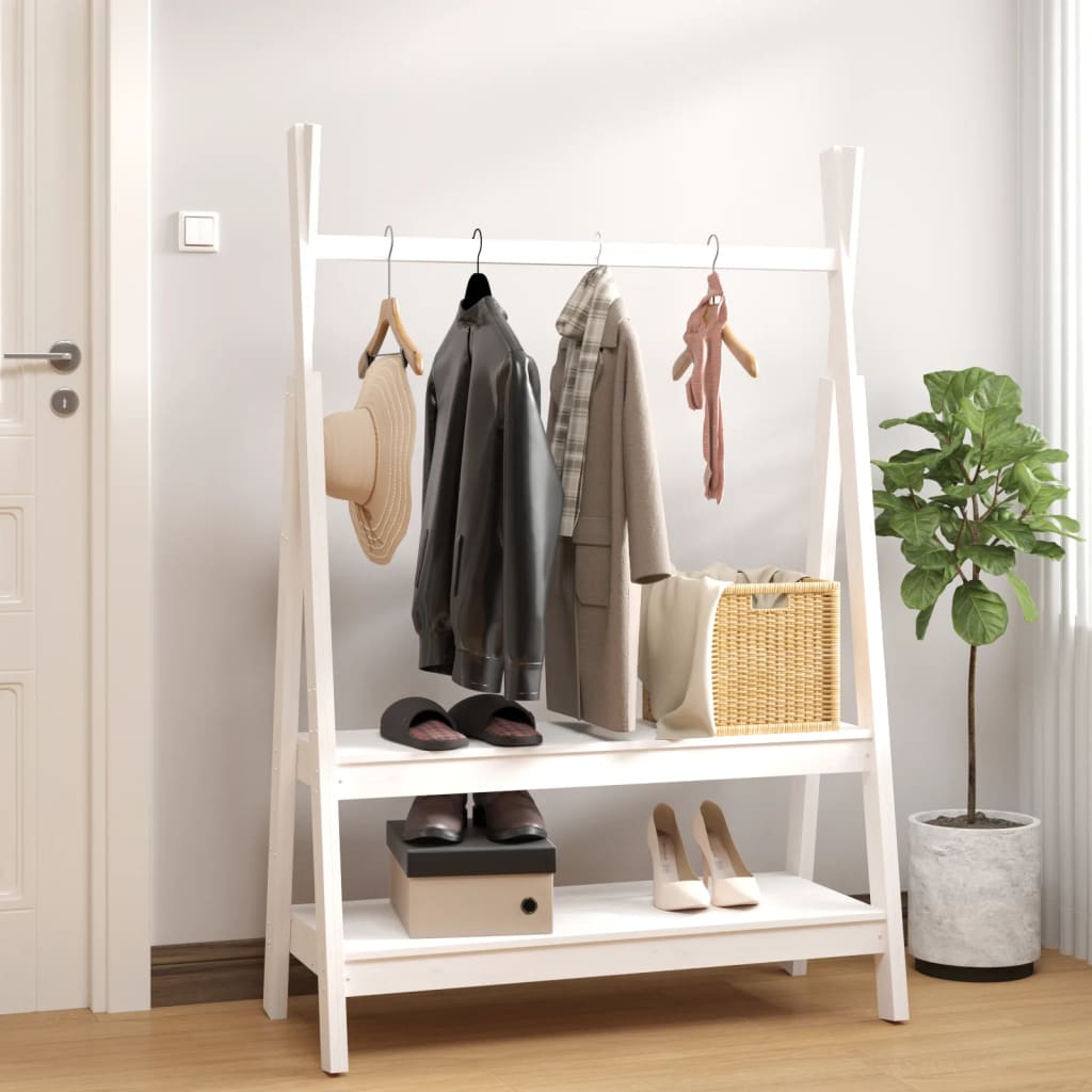 Clothes Rack White 100x45.5x150 cm Solid Wood Pine