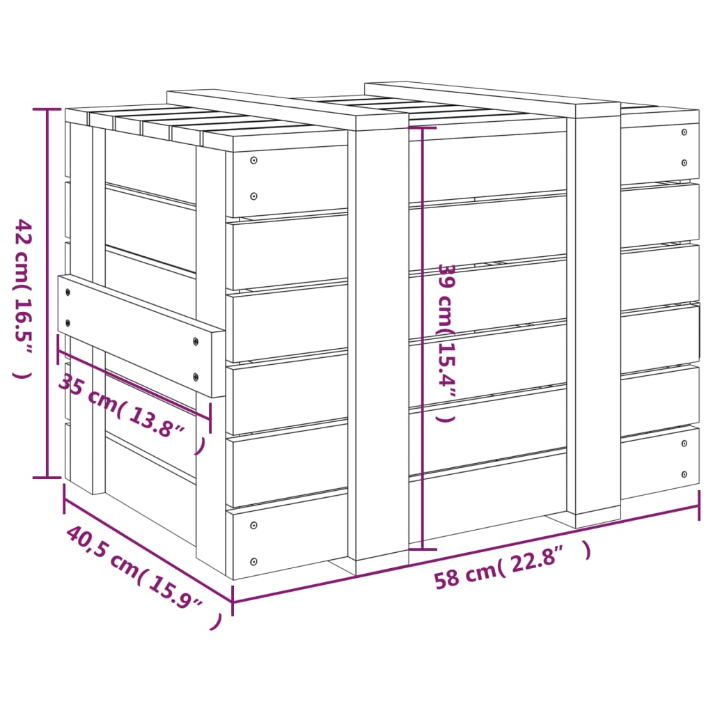 Storage Box Honey Brown 58x40.5x42 cm Solid Wood Pine