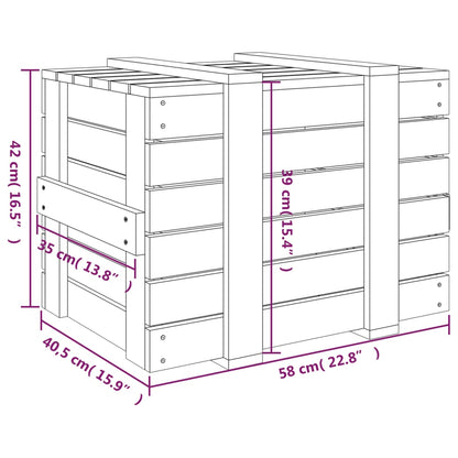 Storage Box Honey Brown 58x40.5x42 cm Solid Wood Pine