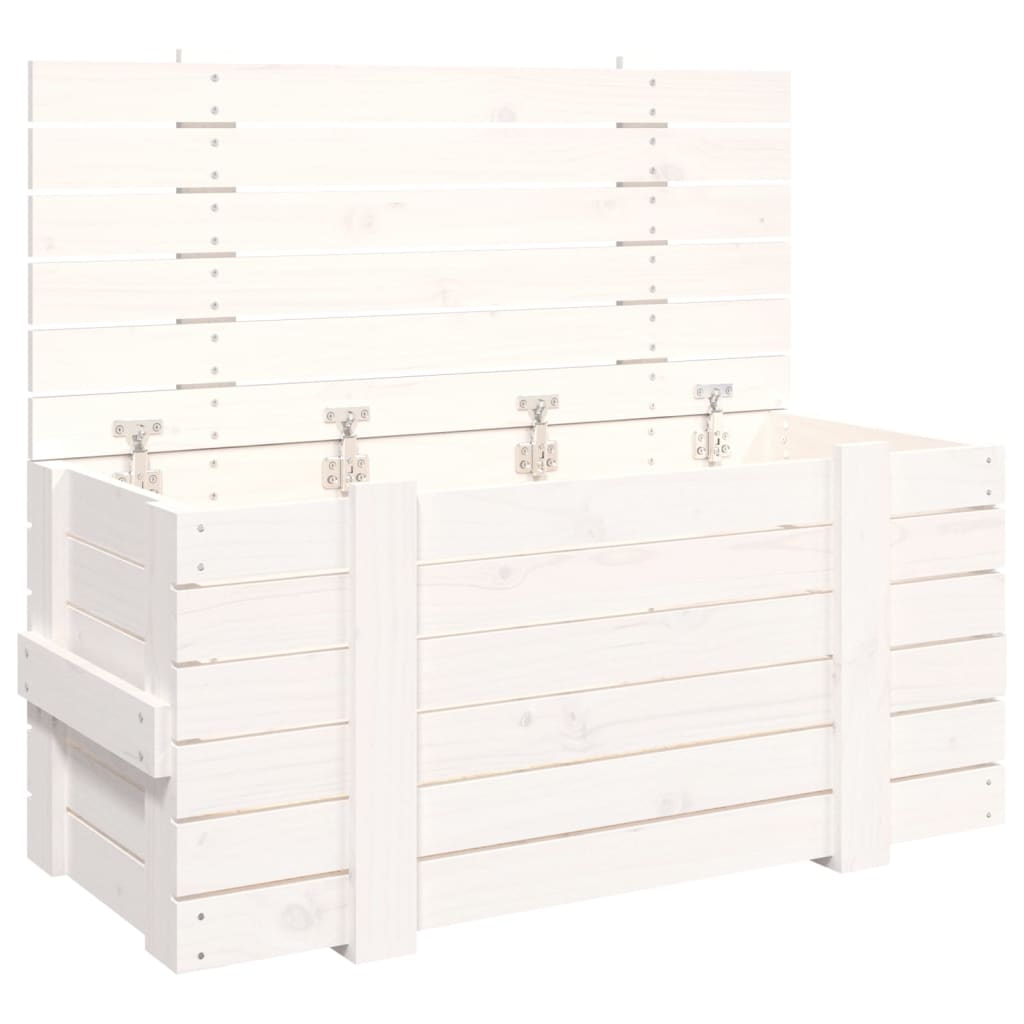 Storage Box White 91x40.5x42 cm Solid Wood Pine