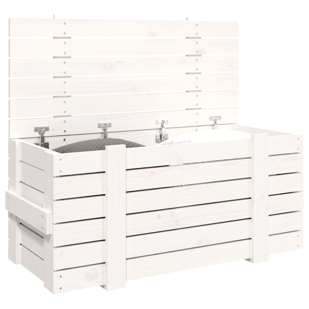 Storage Box White 91x40.5x42 cm Solid Wood Pine