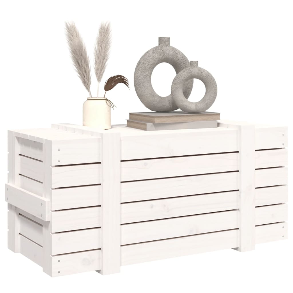 Storage Box White 91x40.5x42 cm Solid Wood Pine