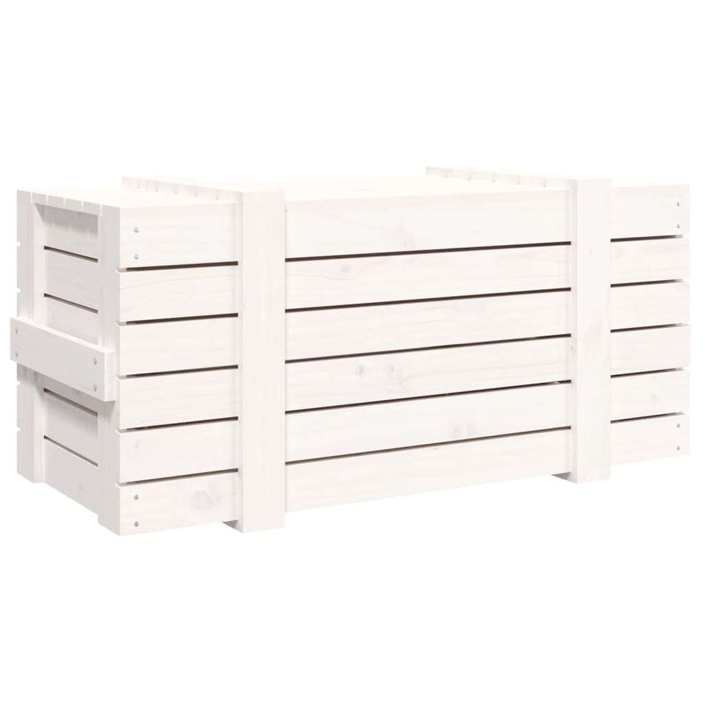 Storage Box White 91x40.5x42 cm Solid Wood Pine