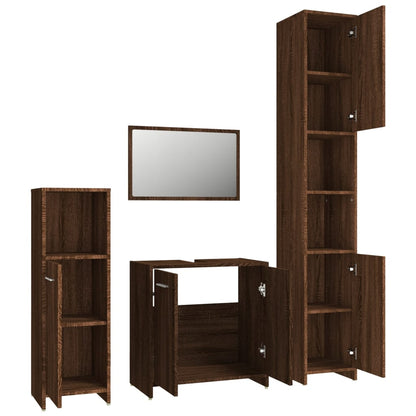 4 Piece Bathroom Furniture Set Brown Oak Engineered Wood