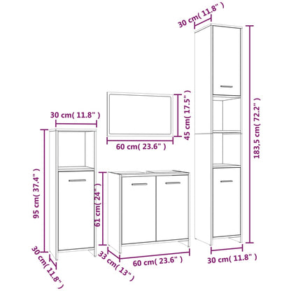 4 Piece Bathroom Furniture Set Brown Oak Engineered Wood