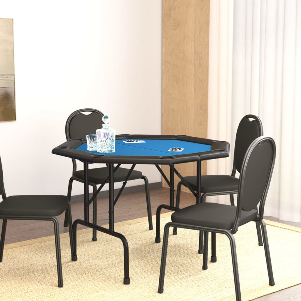 8-Player Folding Poker Table Blue 108x108x75 cm