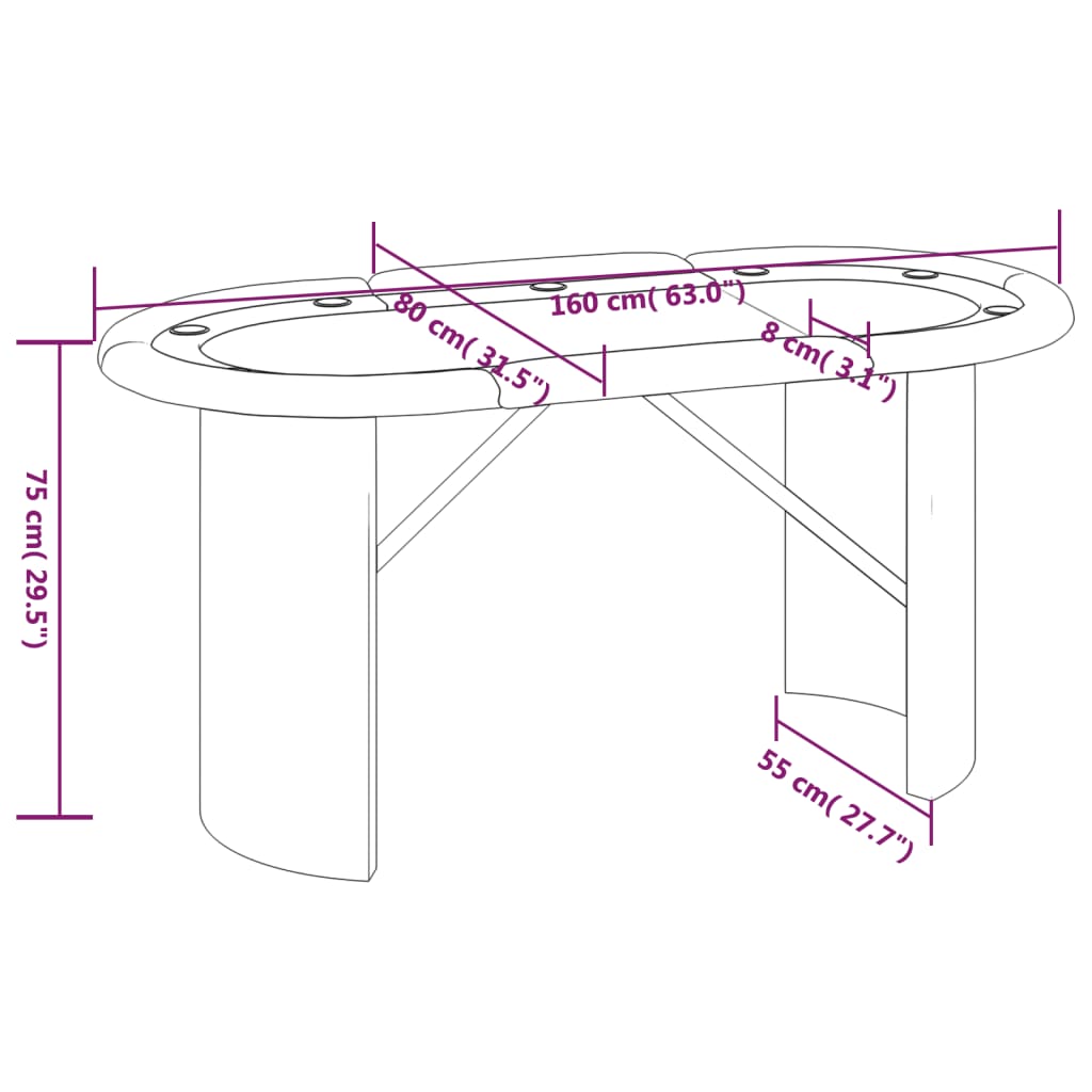 10-Player Poker Table Blue 160x80x75 cm