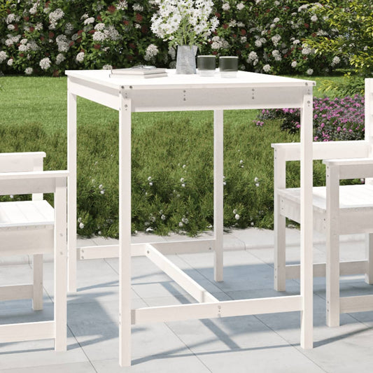 Garden Table White 121x82.5x110 cm Solid Wood Pine