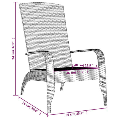 Garden Adirondack Chair Black Poly Rattan