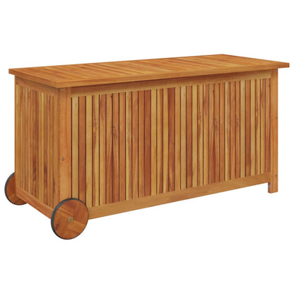 Garden Storage Box with Wheels 113x50x58 cm Solid Wood Acacia