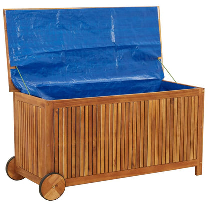 Garden Storage Box with Wheels 113x50x58 cm Solid Wood Acacia