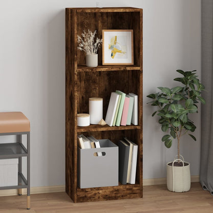 3-Tier Book Cabinet Smoked Oak 40x24x109 cm Engineered Wood