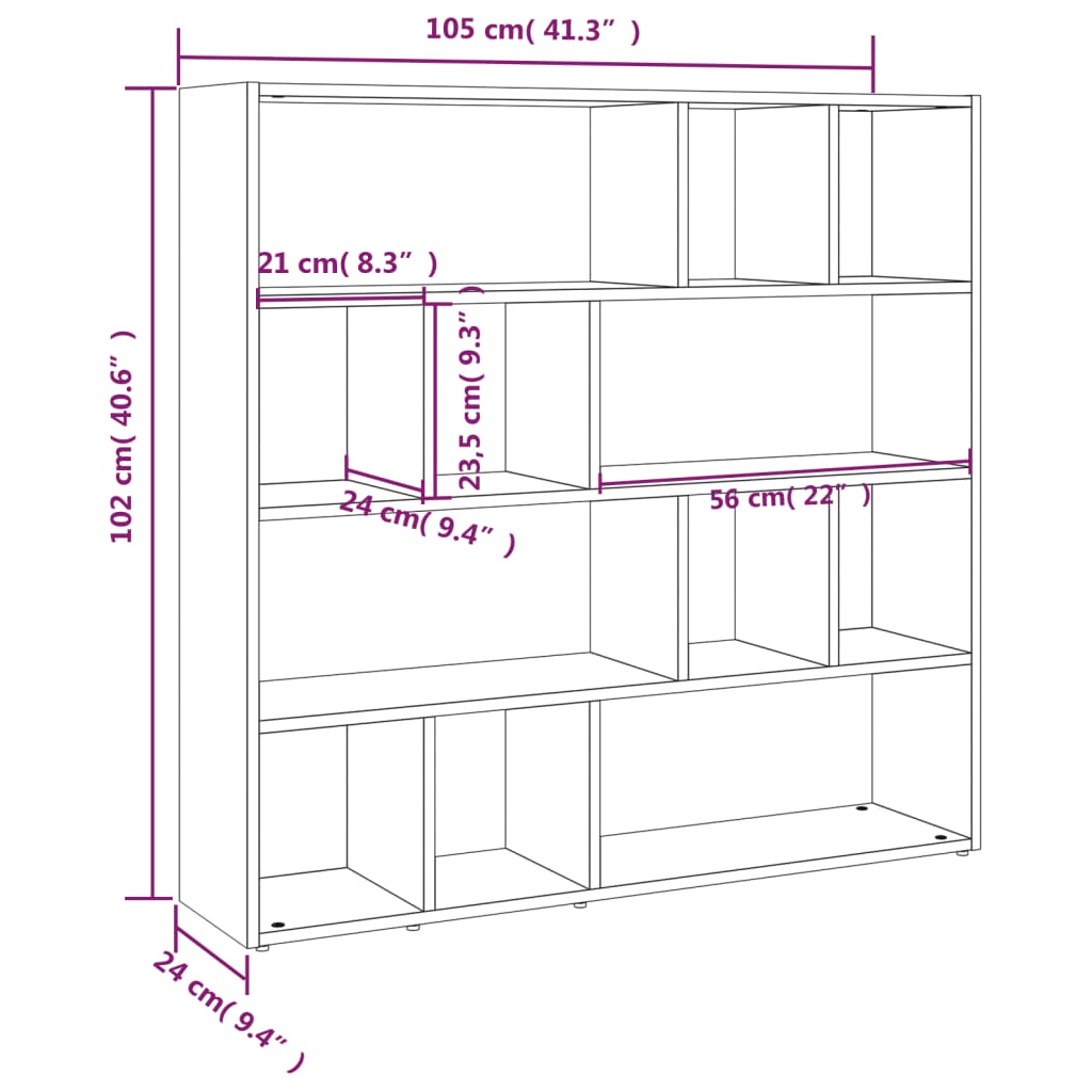 Book Cabinet/Room Divider Sonoma Oak 105x24x102 cm