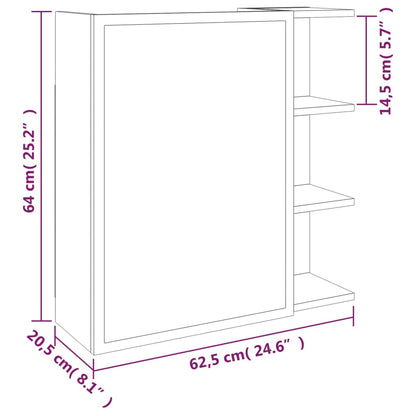 Bathroom Mirror Cabinet Grey Sonoma 62.5x20.5x64 cm Engineered Wood